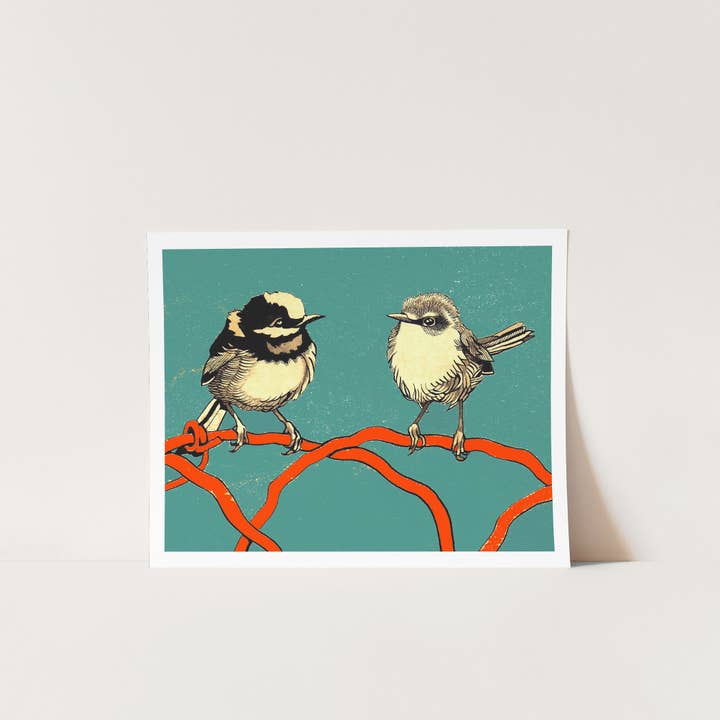 Renee Staeck - Wholesale Art Print - BIRD COUPLE Vibrant Giclée Art Print by Renée Staeck