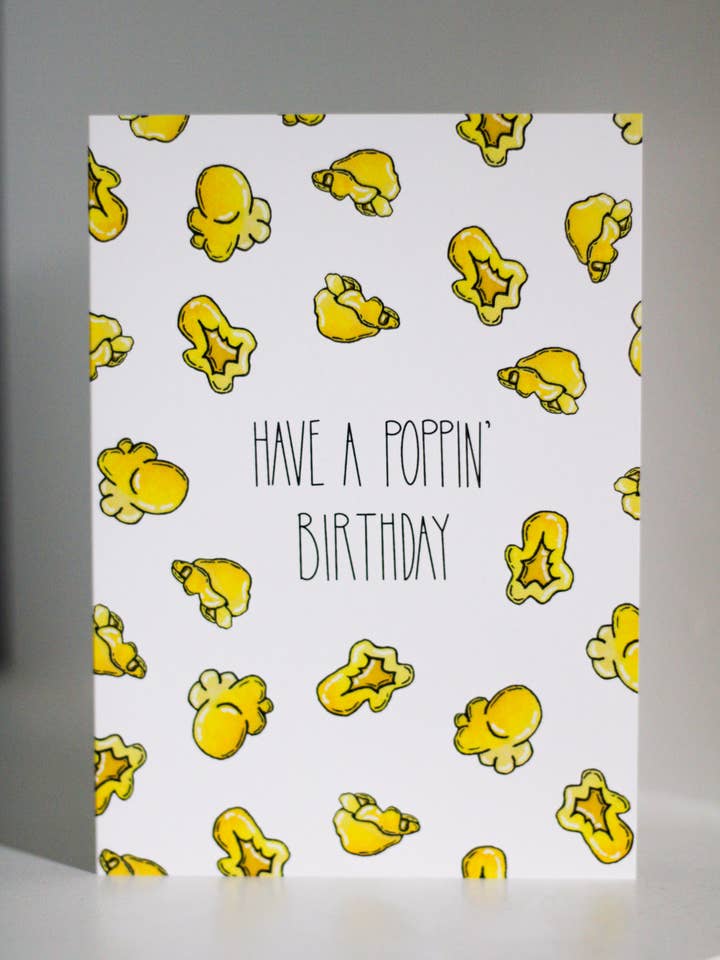 Popcorn Poppin' | Verjaardagspunskaart voor wholesale door Scribbles and Doodlez