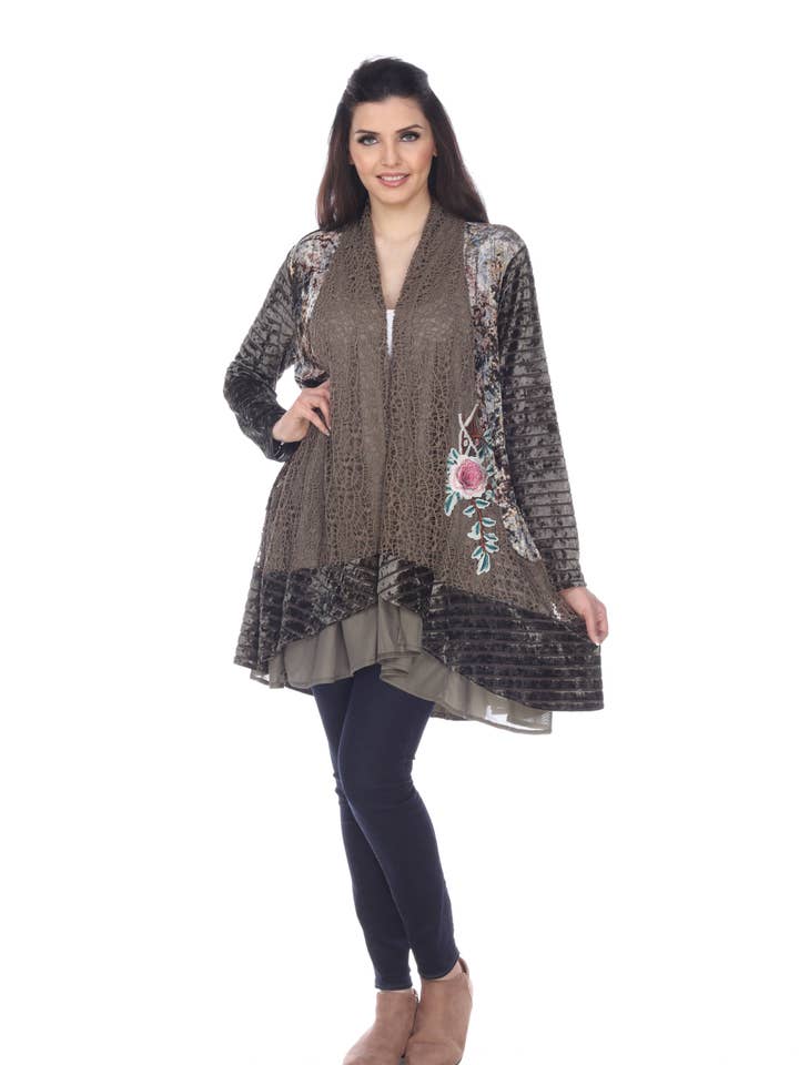 Vest met fluwelen bloemenprint (KS852) voor wholesale door Kamana