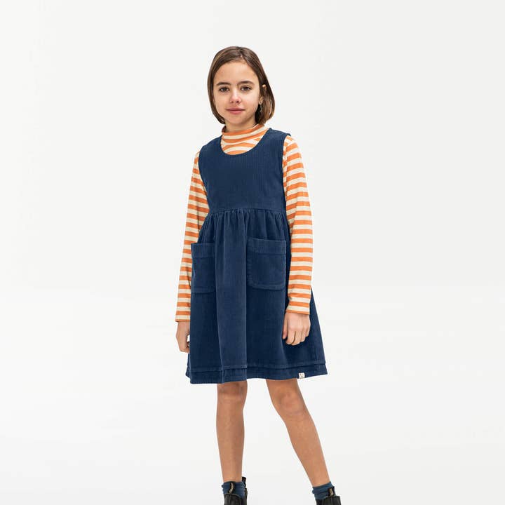 Kordkleid mit Gürtel in Ankerblau für den Großhandel von Matona