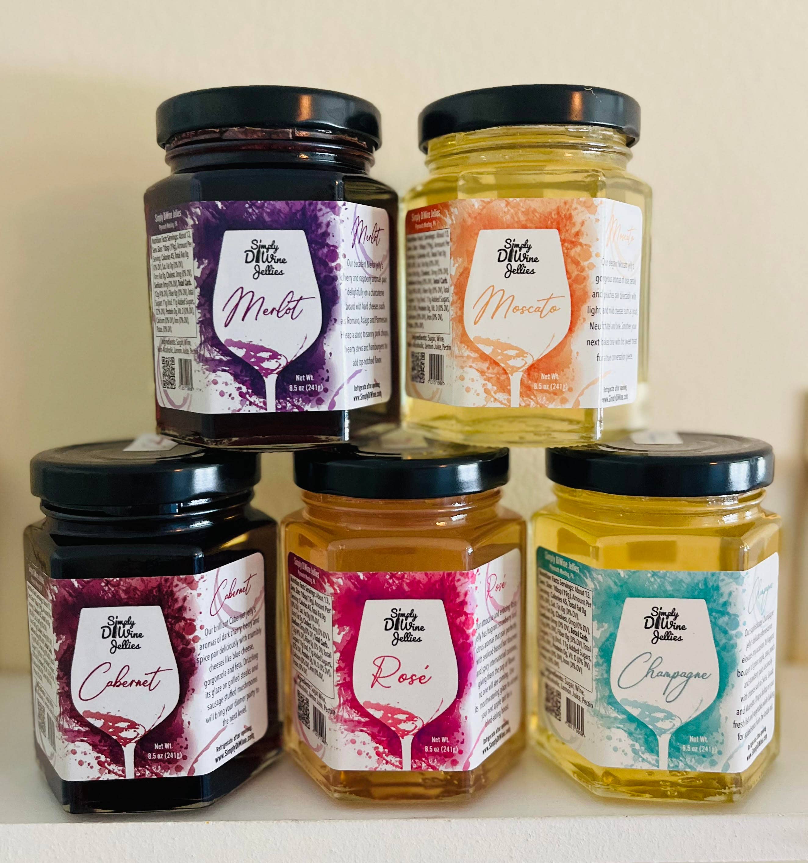 Simply DiWine Jellies, LLC - Vendita all'ingrosso Marmellata/Gelatina - Gelatina di Vino Rosé 240g4