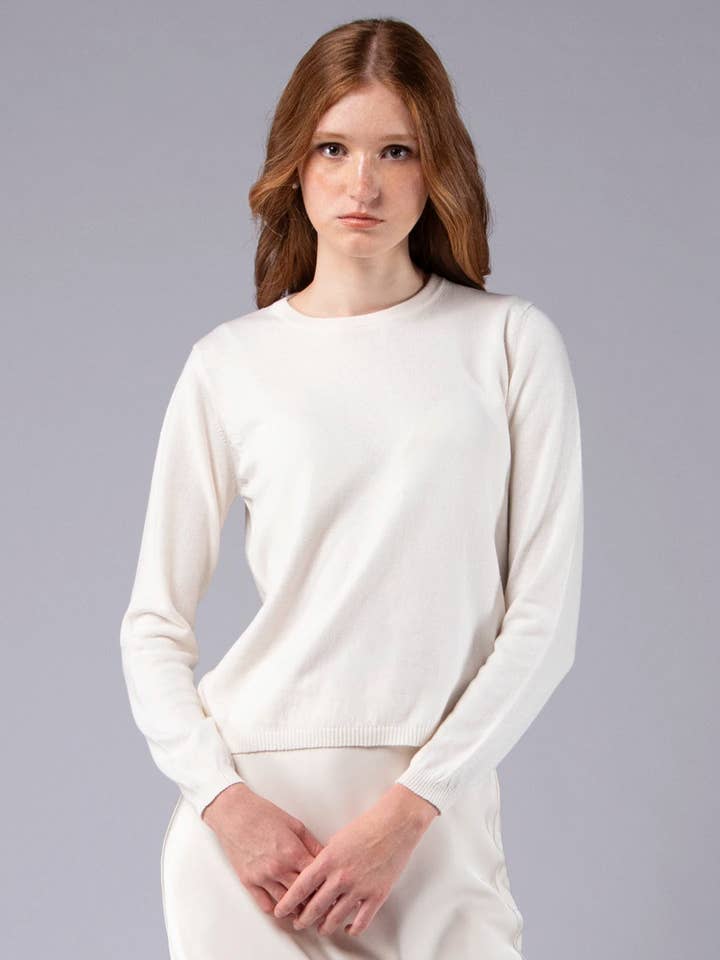 Långärmad tröja i merinoull och ekologisk bomull för wholesale av Achega Knitwear