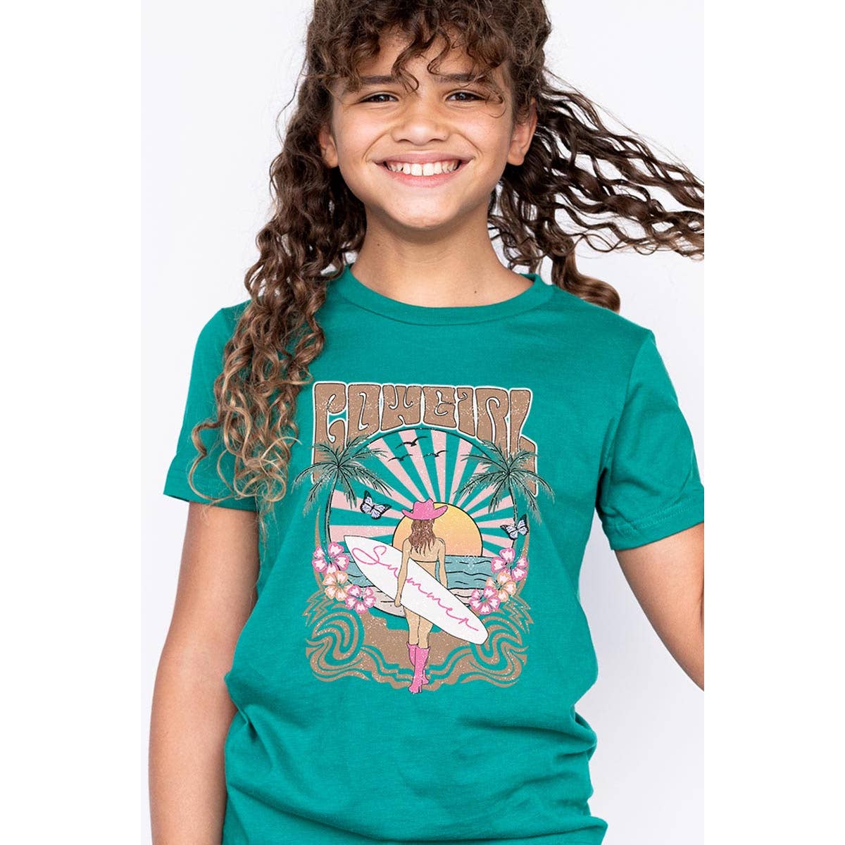 COLORBEAR - Wholesale Screen Printed T-Shirt - Kids - Western Cowgirl Surfer Beach Kids Graphic T Shirts5