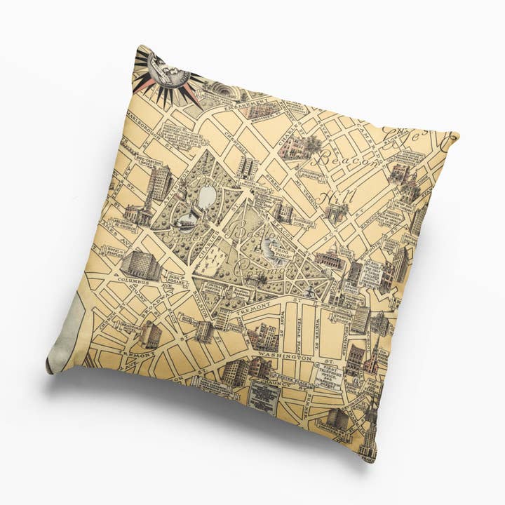 Boston Common Map Pillow – 18" Throw Pillow Public Garden for wholesale by Daisy Mae Designs