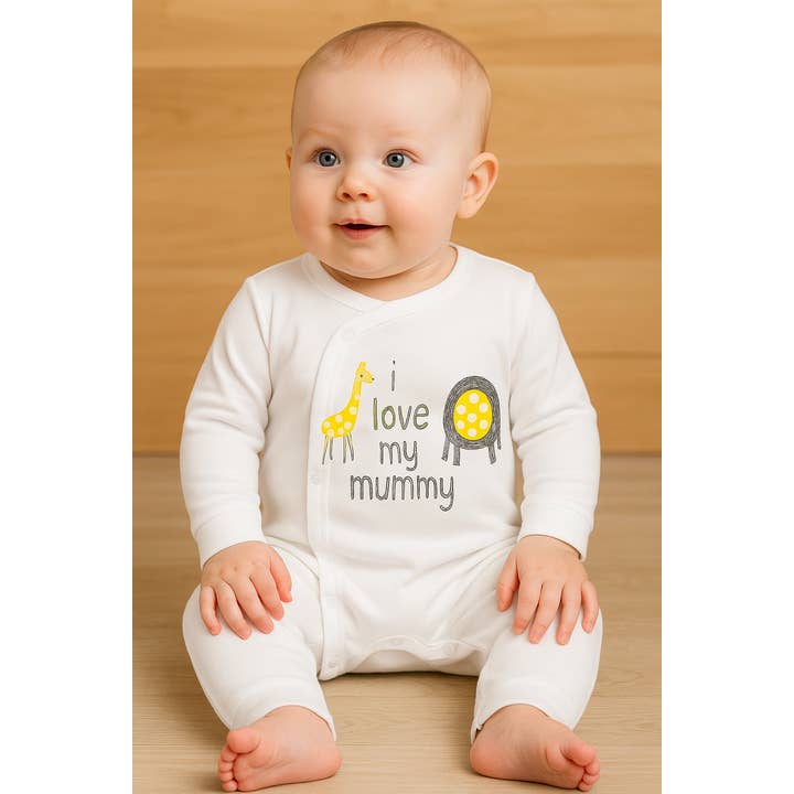 White i love my mummy Baby Romper   for wholesale by Fennco Styles