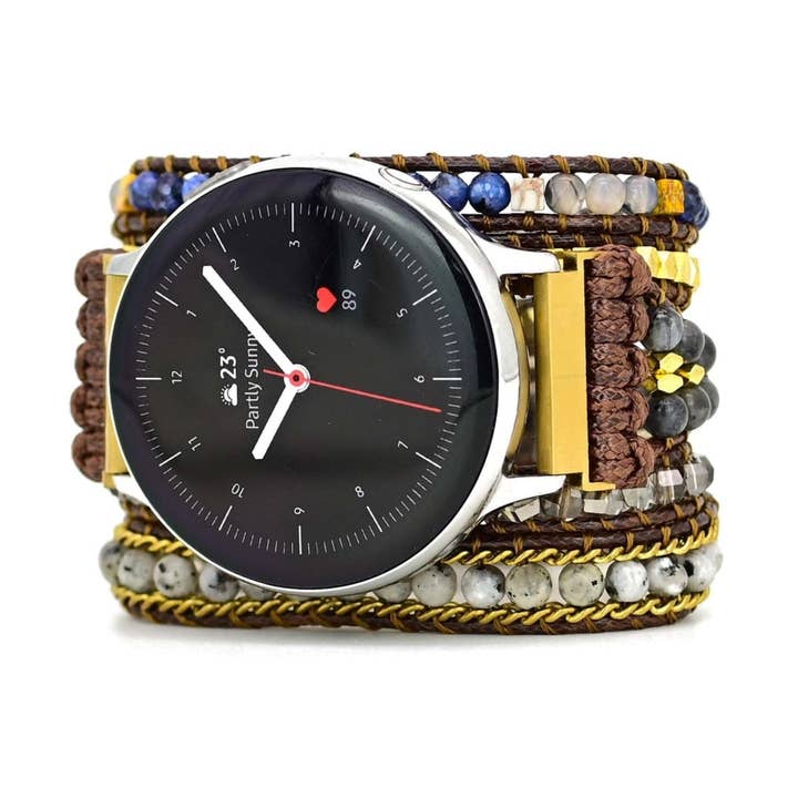 Free Spirit Shop - Wholesale Horlogeband/riempje - Dames - Samsung/Garmin horlogeband met labradoriet en kralen, boho-band