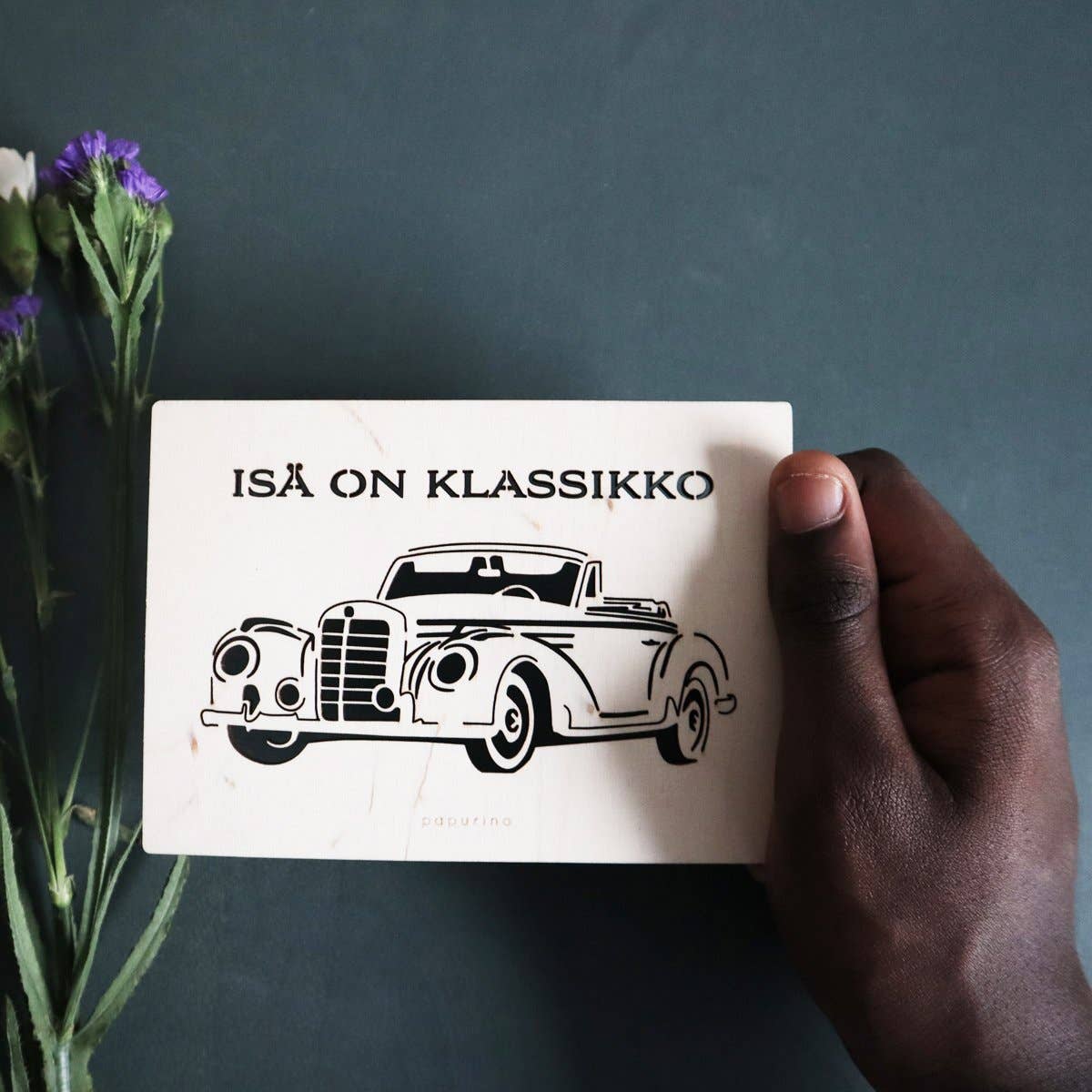 Papurino – wholesale Father’s Day card – Wooden father's day card (classic car)1