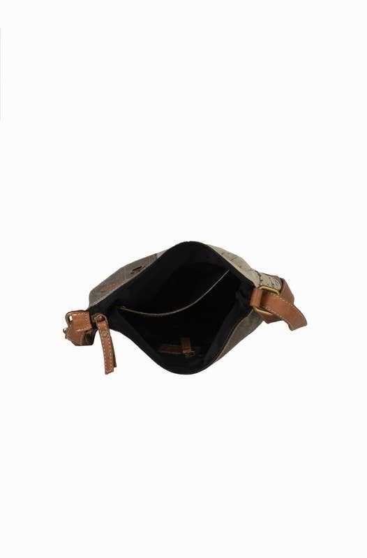 Mona B. - Wholesale Crossbody Bag - Women's - Vintage Script Up-Cycled Canvas Crossbody M-59312