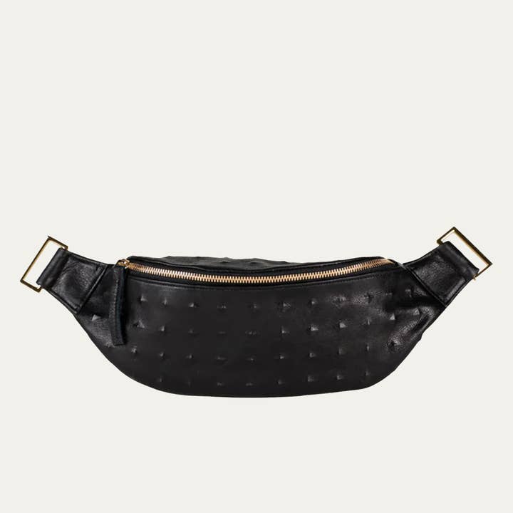 Cher heuptasje met zwarte lamsleer en gouden hardware voor crossbody voor wholesale door Paulyjen
