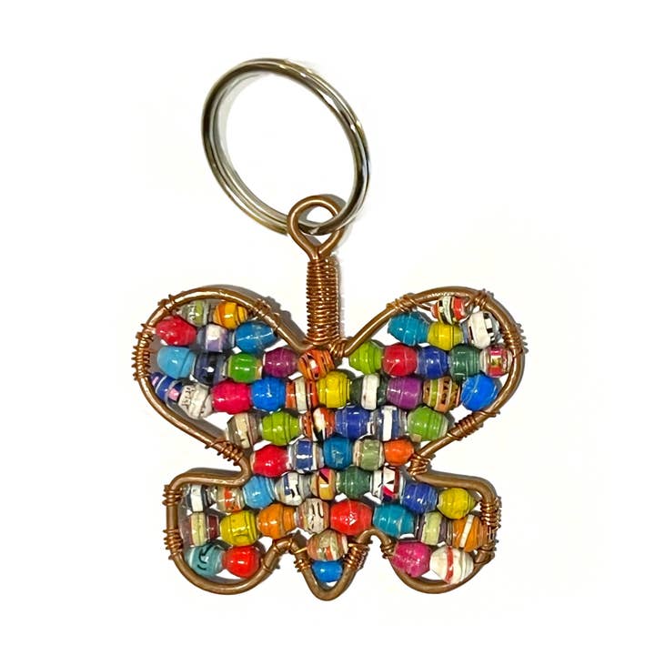 Llavero con cuentas de papel de mariposa para venta al por mayor de Ornaments 4 Orphans