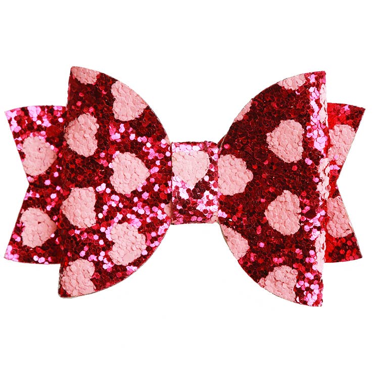 Sparkle Sisters by Couture Clips - Wholesale Hair Bow - Kids - Glitter Heart Bow0