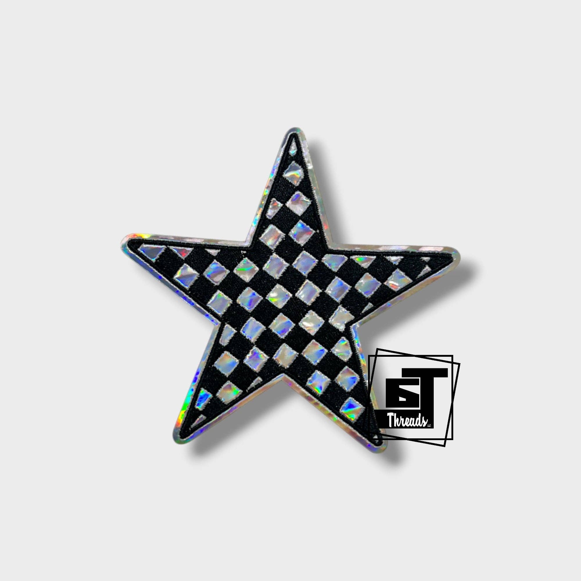 6j Threads LLC - Wholesale Patch - Metallic Checkered Stars....Cap Patches Only6