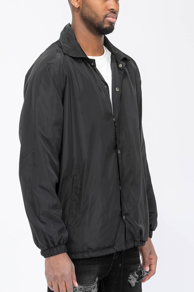 WEIV - Wholesale Jacket - Men's - Solid Coachs Jacket Snap Button Closure3