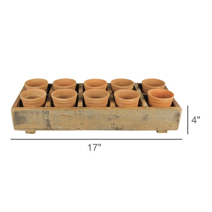 HomArt – Großhandel Blumentopf – Campo Wood Caddy mit 10 Tonbechern
