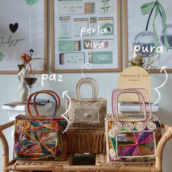 Handmade Artisanal Purse- Natural Palm for wholesale by Collections By Vivi