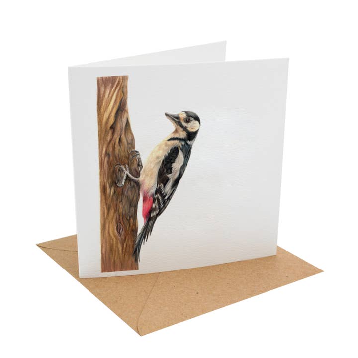 Woodpecker | Greetings Card | Bird Art | Blank Inside for wholesale by JVH creative Fine Art