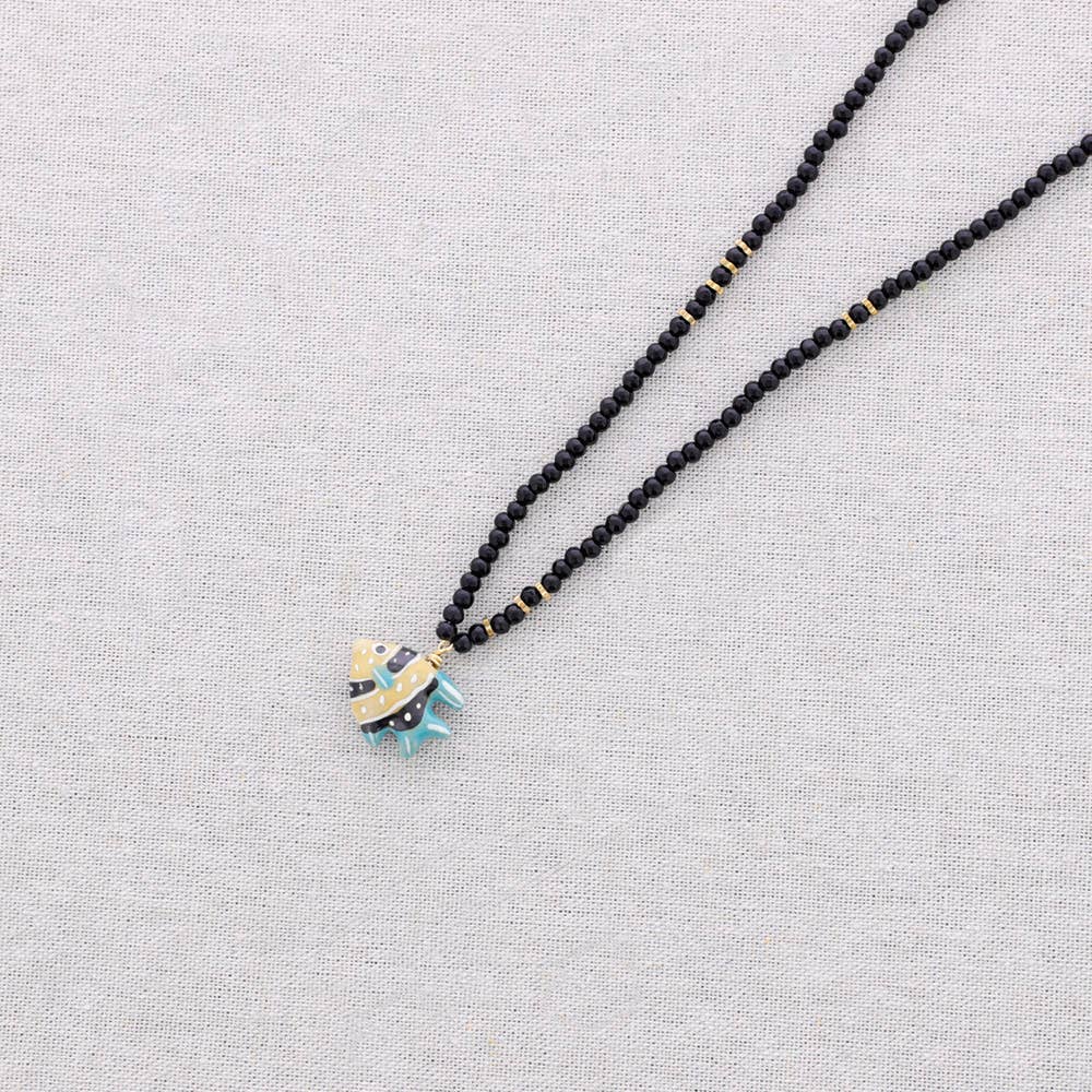 Sonata - Vente Bijoux à boutons pression - Collier ras-du-cou en acier avec pendentif en céramique1