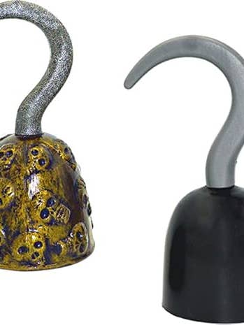 4E's Novelty - Wholesale Costume - Kids - 4E's 2-Pack Pirate Hook Hands - 8" Black & Gold Costume Prop