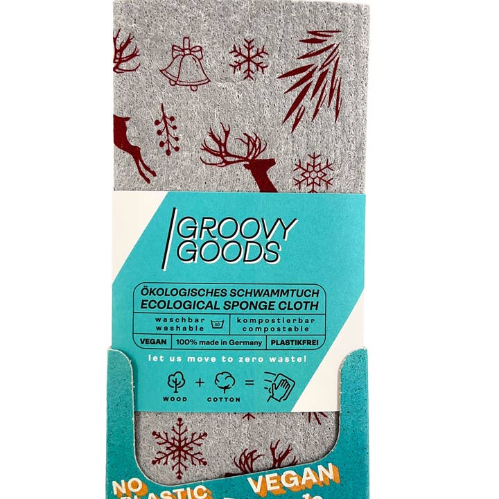Groovy Goods - Wholesale Dishcloth - Christmas, ecological sponge cloth: Christmas deer