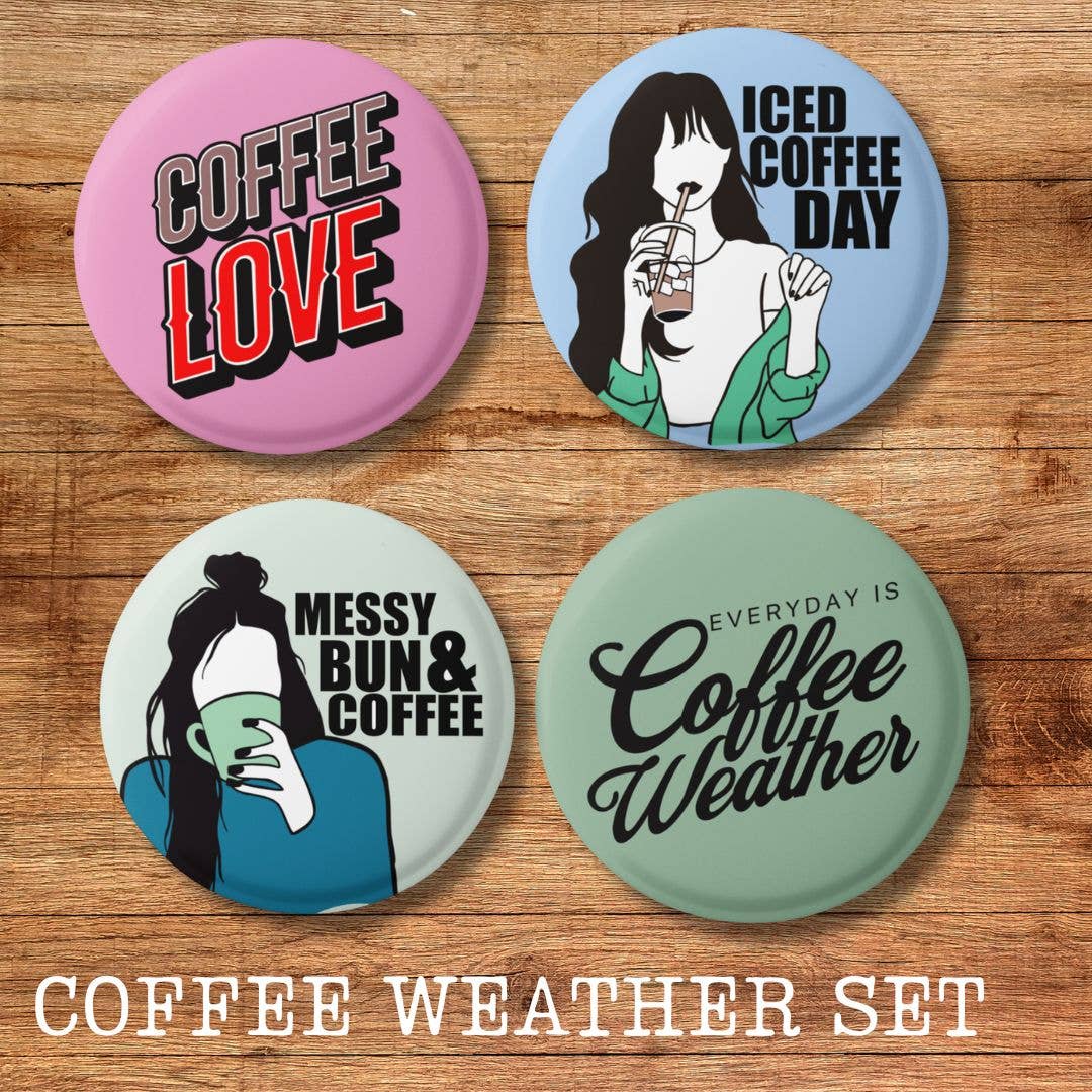 Anna B. Shop - Venta al por mayor Botón/prendedor - Set de insignias Coffee Lover, botón con forma de pin e imanes8