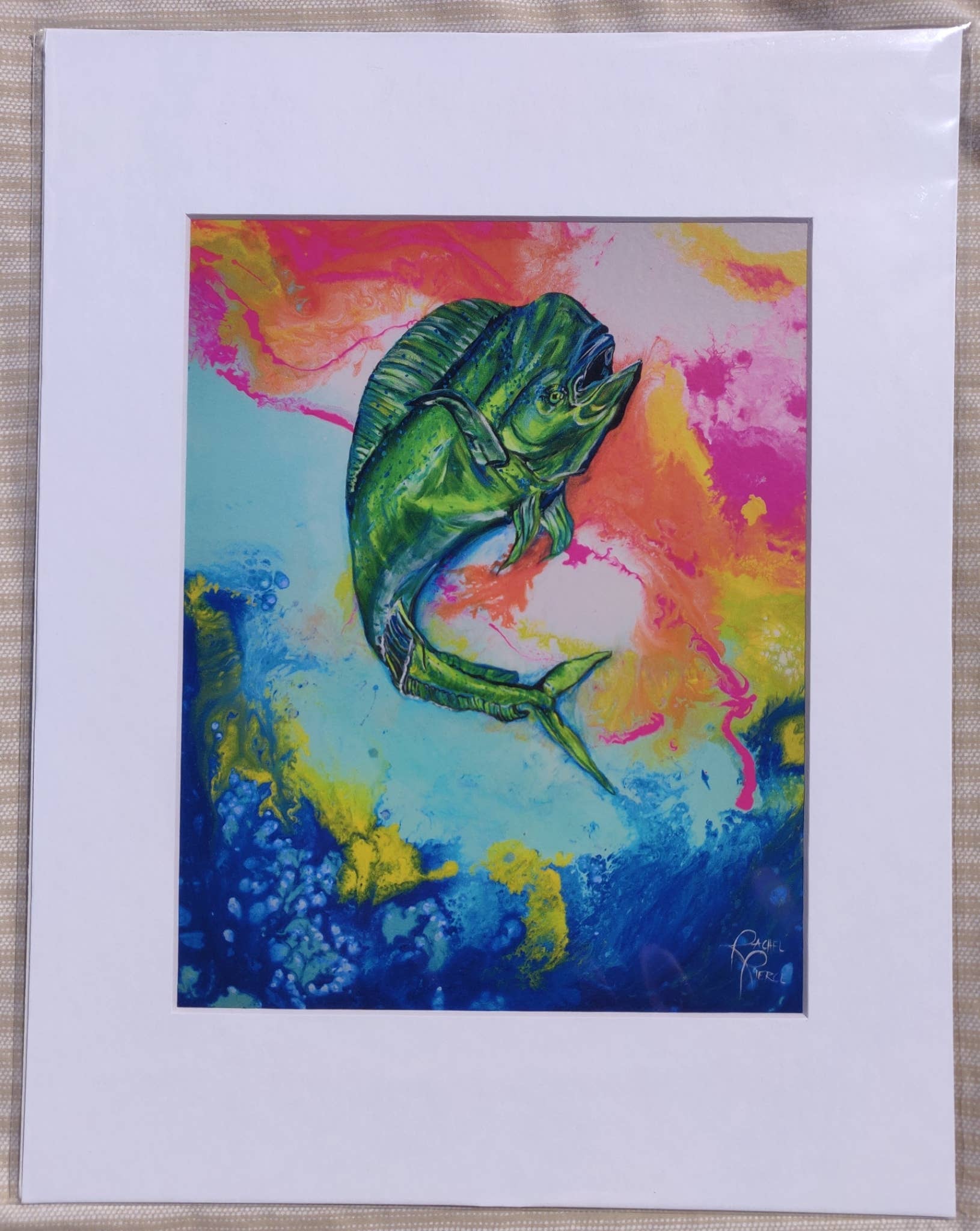 Rachel Pierce Art Gallery - Wholesale Art Print - Technicolor Mahi Matted Art Print1