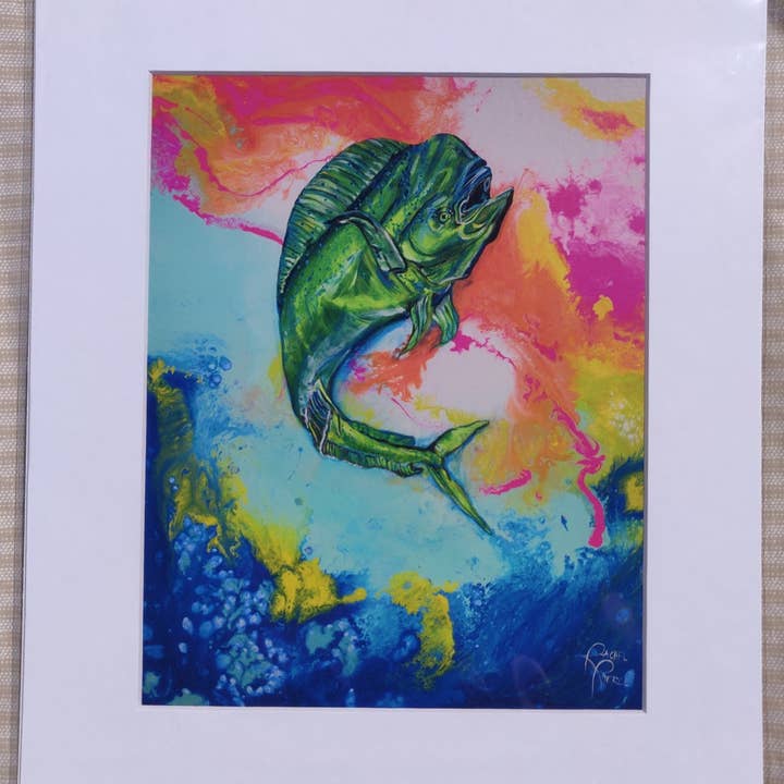 Rachel Pierce Art Gallery - Wholesale Art Print - Technicolor Mahi Matted Art Print1