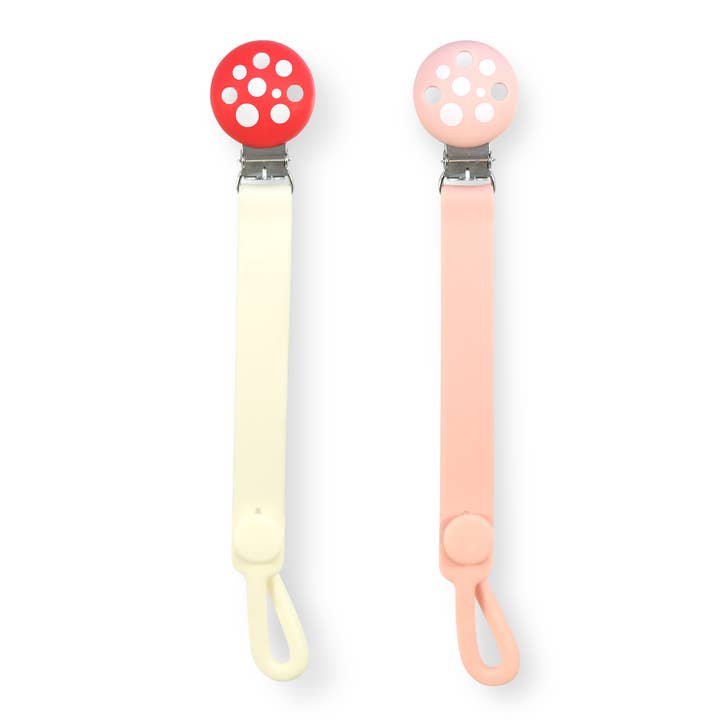 Chompy Silicone Paci/Teether Holders 2PK - Red & Pink for wholesale by RaZbaby