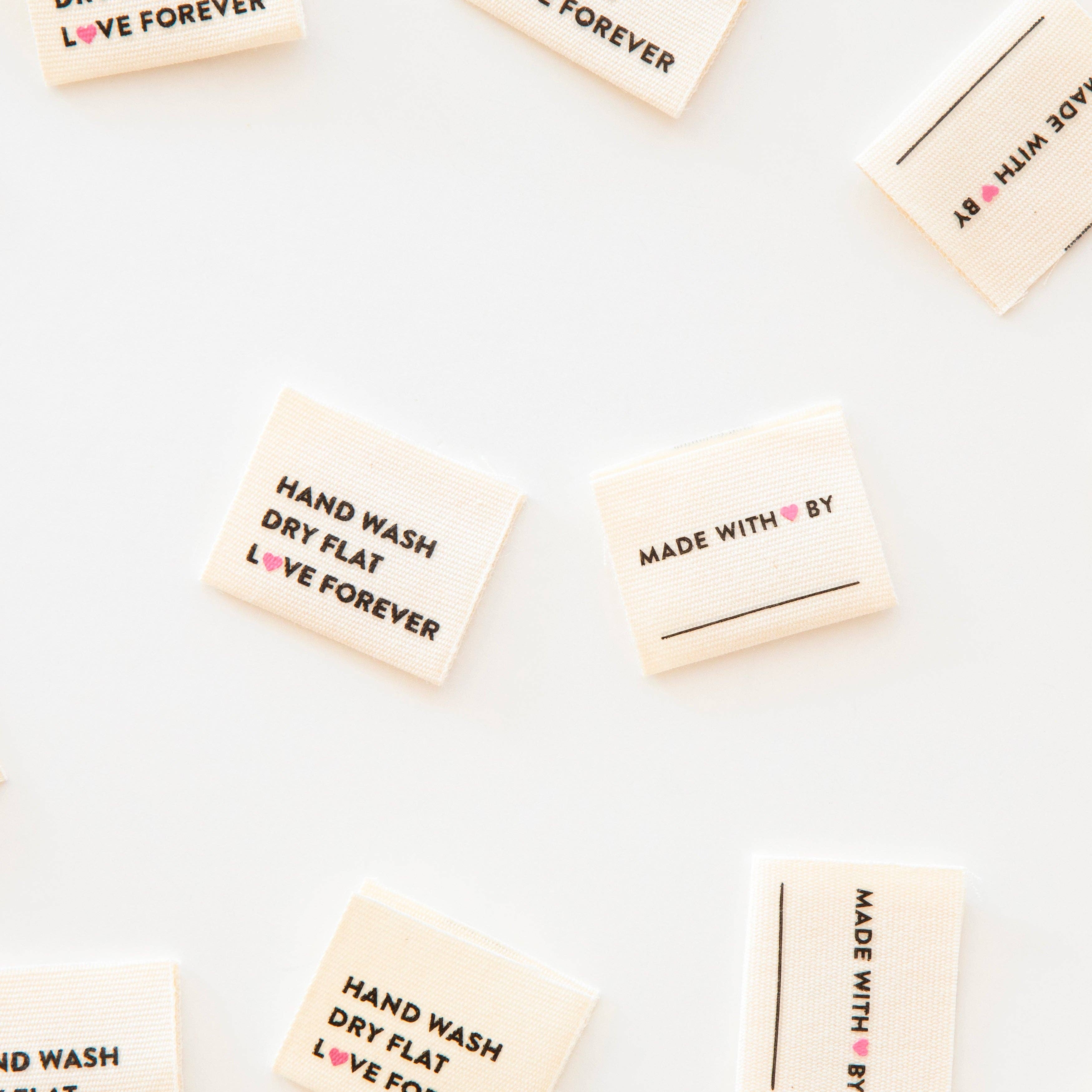 Sarah Hearts - Wholesale Craft Supplies - Hand Wash Dry Flat Organic Cotton Knitting and Sewing Labels1