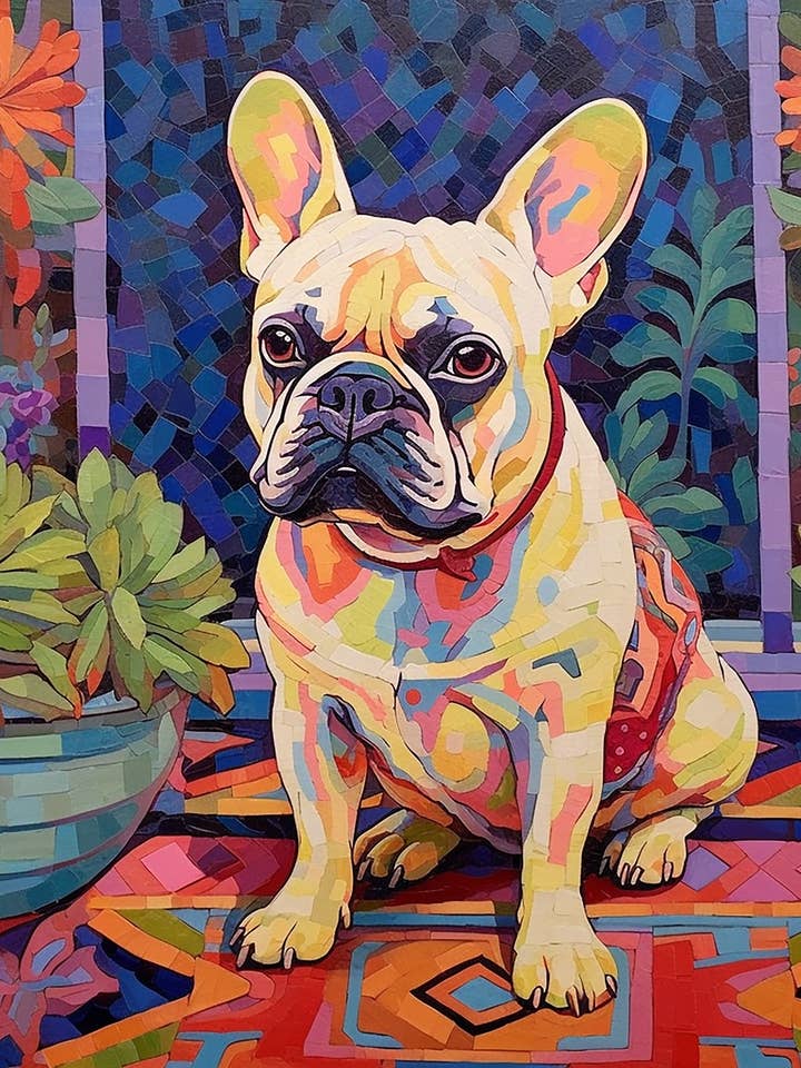 Impressionist French Bulldog 8”x8” Art Print for wholesale by Mowbi