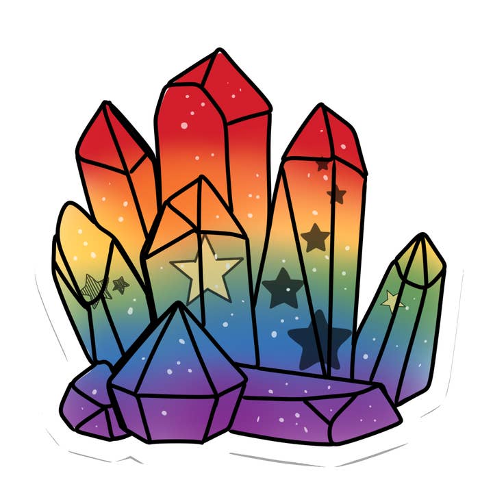 Adesivo Impermeabile | Cristallo Arcobaleno Pride | Strega | 2,5" per la vendita all'ingrosso da parte di Rebel and Siren Stickers