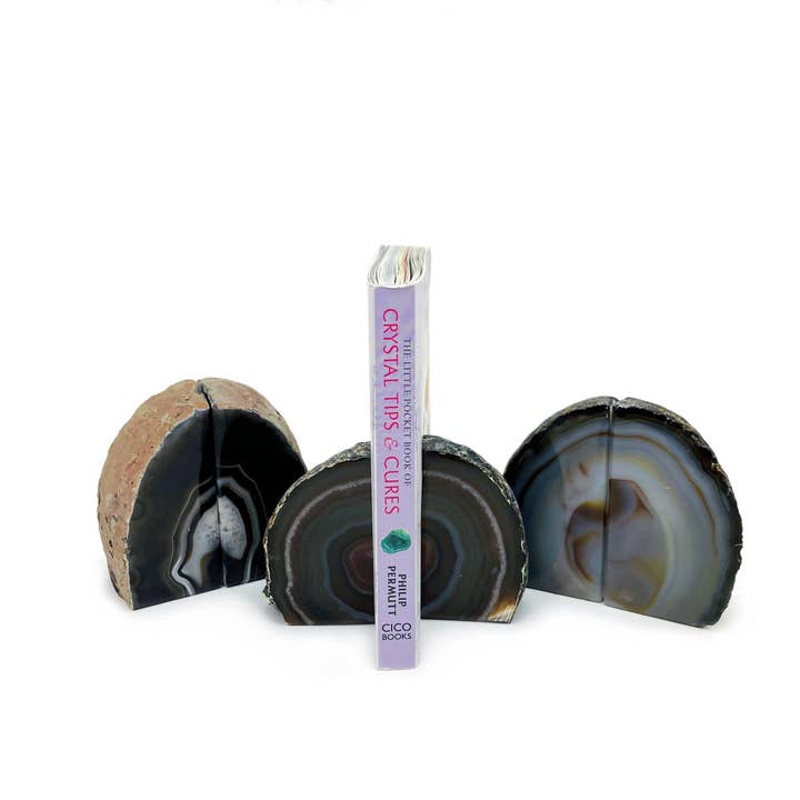 Rock Paradise – wholesale Bookend – Crystal Agate Geode Bookends Mini Door Stop Display (RK1)