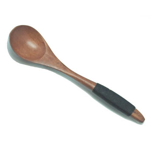 Asiatische Utensilien, Holzlöffel, gebogener Griff, schwarzer Faden für den Großhandel von World Treasure Trading