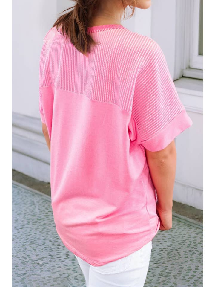 Bonbon LDC Corded Patchwork Pocketed Plus Size T Shirt for wholesale on Faire
