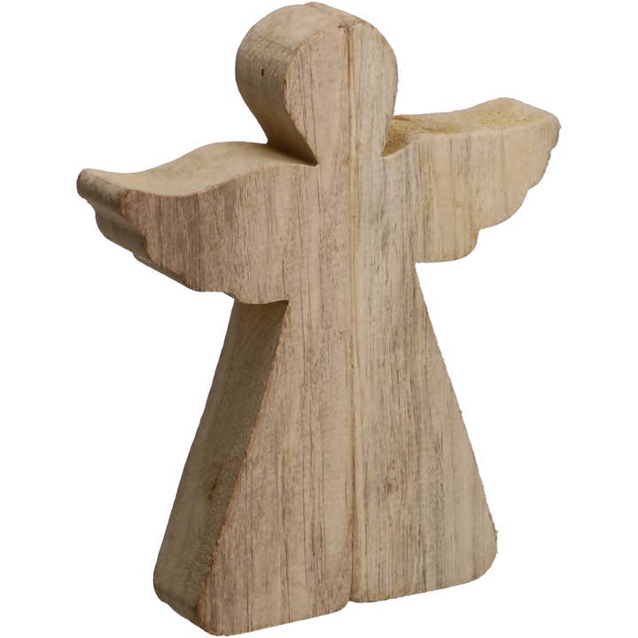 Frosti wooden angel, L15cm, H18cm, natural for wholesale by Vosteen
