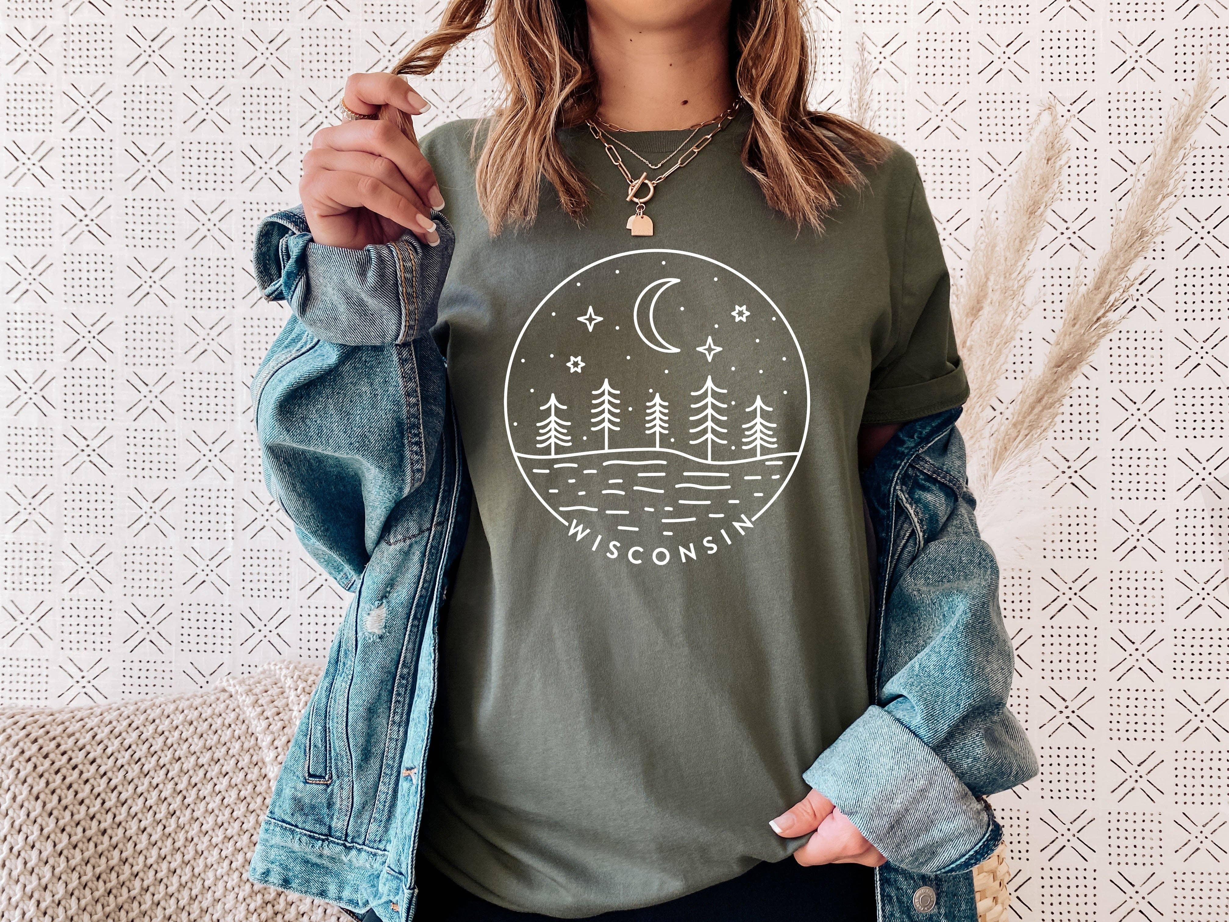 Autumn Rose Co. - Wholesale Screen Printed T-Shirt - Women's - Wisconsin Night Tee, Women Wisconsin Shirts, Graphic Tee