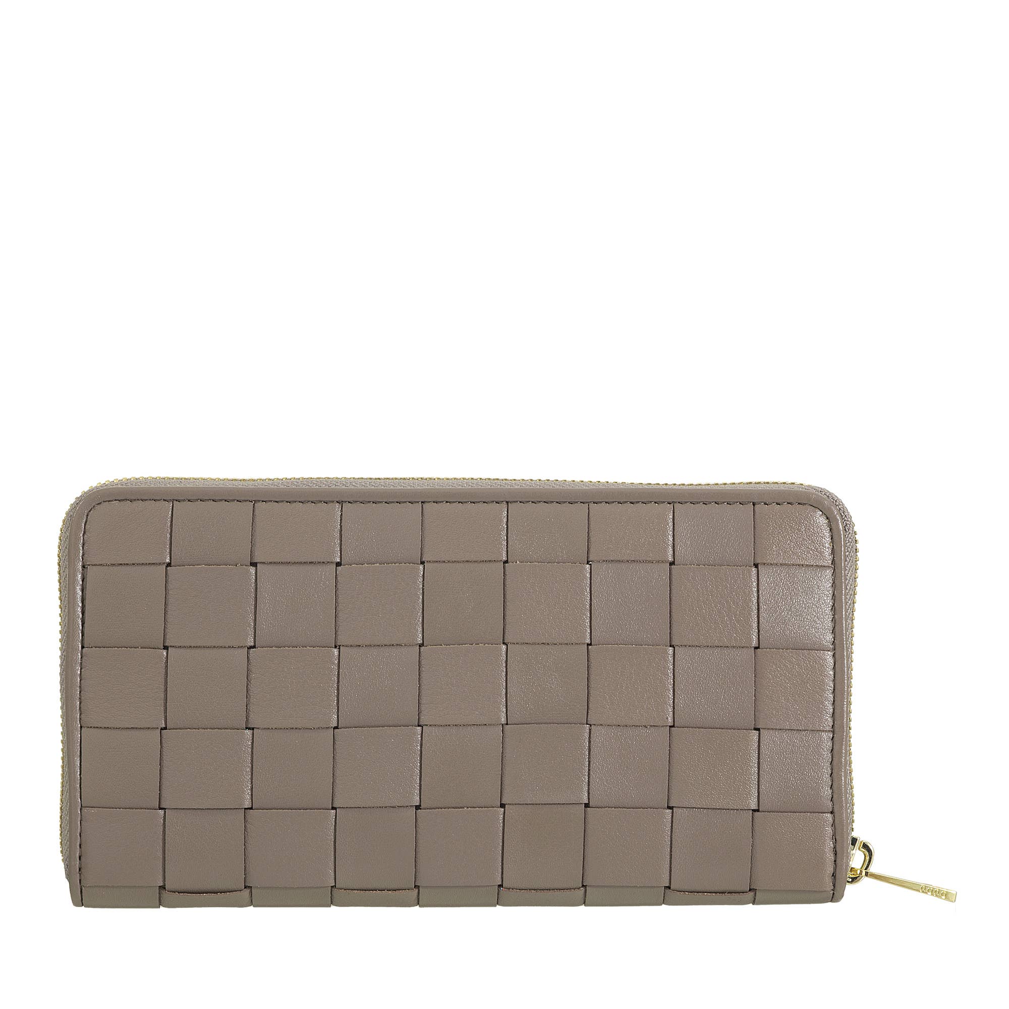 dudu - Wholesale Wallet - Women's - Dudu Women'S Leather Woven Wallet Zip Around Taupe1
