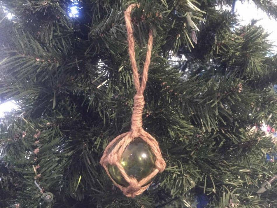 Hampton Nautical – wholesale Ornament – Green Japanese Glass Ball Fishing Float Decoration Christmas Ornament 2"0