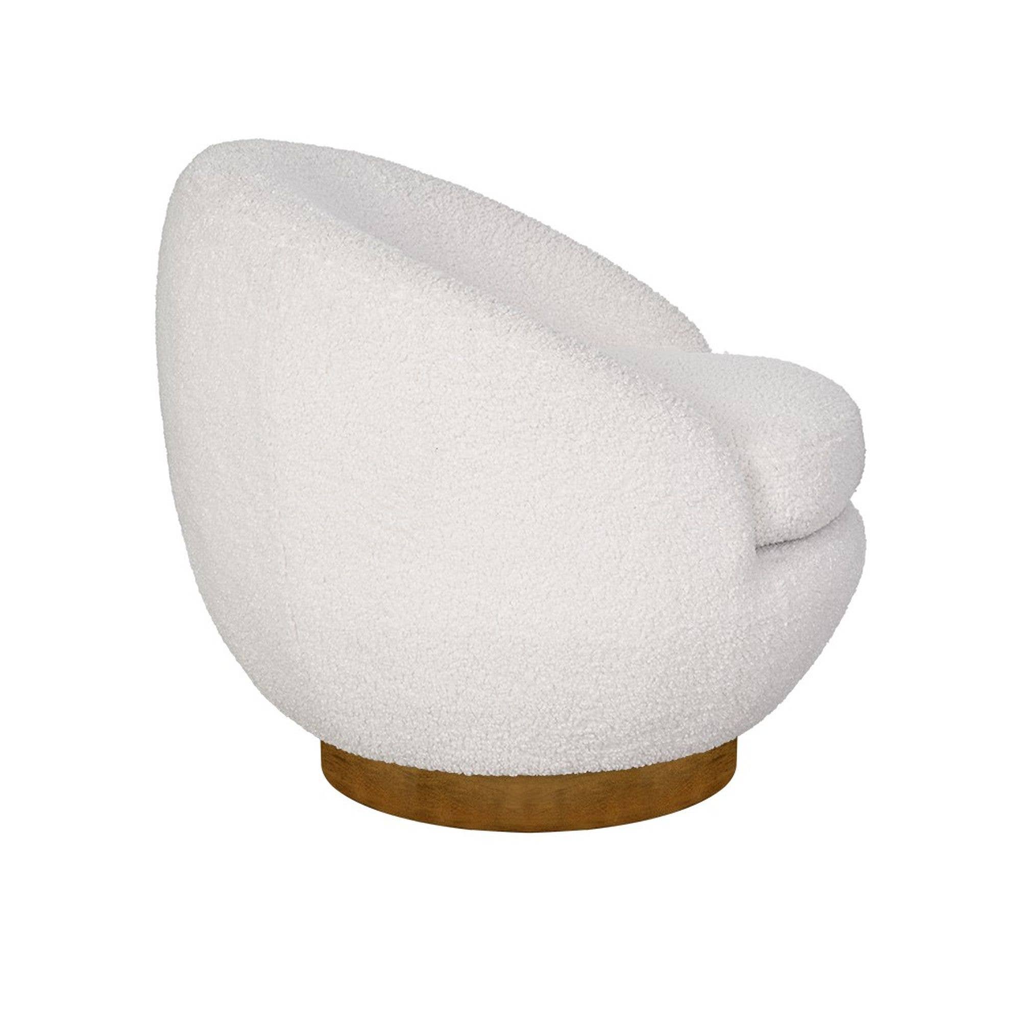 Olliix - Wholesale Chair - Cream Shearling Sherpa Swivel Chair with Wood Base *4