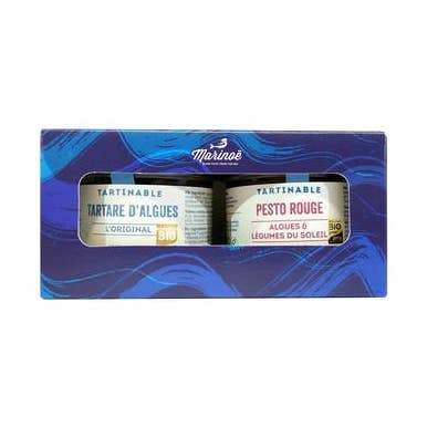 Coffret duo tartinables : l'original 90g + pesto rouge 90g pour la vente par Marinoë