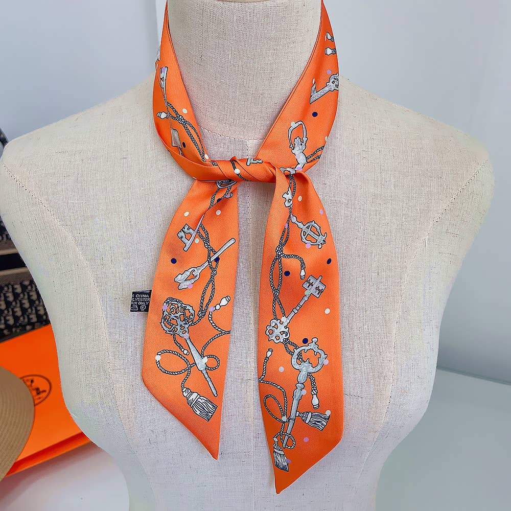 Winding River - Wholesale Scarf - Women's - Key Ribbon Scarf and Round Orange Gift Box 4