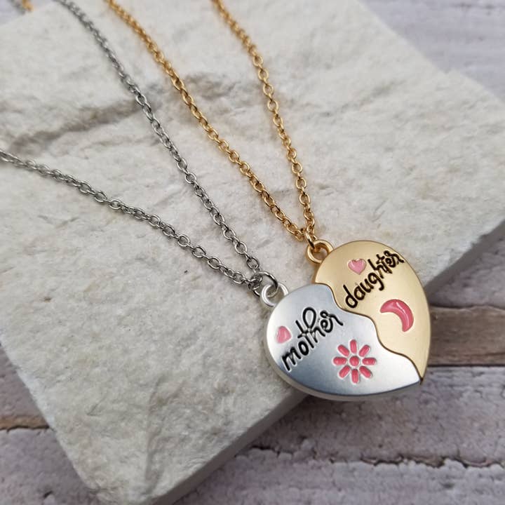 Mother & Daughter Heart Magnetic Necklace Mother's Day Set for wholesale by Treasure Wholesale