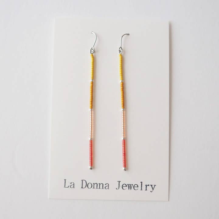 LONG Orange Vertical Bar Earrings for wholesale by La Donna Jewelry