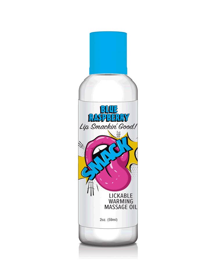 Smack Warming & Lickable Massageöl - Blaue Himbeere 59ml 🫐 für den Großhandel von Little Genie Productions