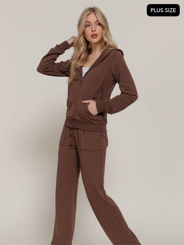 Active Basic | Active USA – Conjuntos Casual - Mulher por atacado – Conjunto de Moletom Plus Size com Jaqueta de Capuz Manga Longa e Calças31