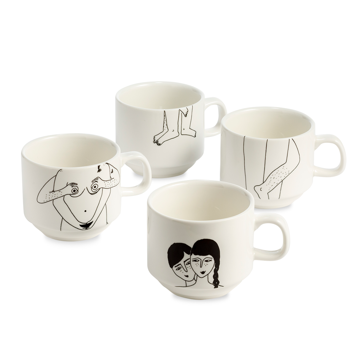 helen b - Wholesale Coffee Mug - Stackable mugs faces everywhere (set*4)1