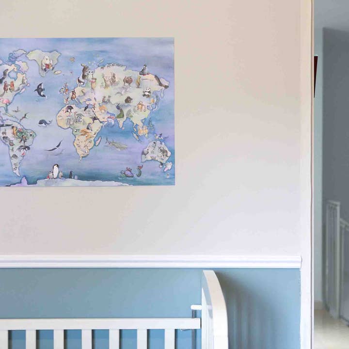 Cartaz do mapa mundial por atacado de Animo Alphabets