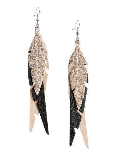 Brincos Feathers Fabulous Dangle em Nude, Preto, Ouro Rosa por atacado de Viaminnet