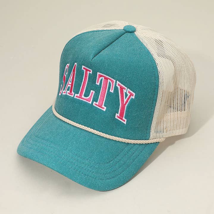 Sensibling Corp. - Wholesale Trucker Hat - Women's - SALTY Message Embroidered Mesh Back Trucker Hat2