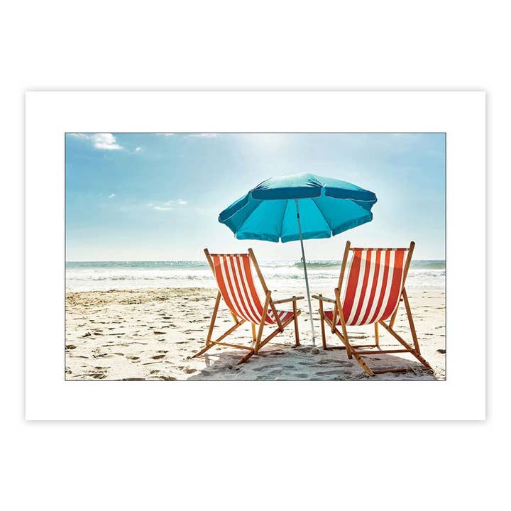 Beach Chairs Umbrella Coastal Gift Enclosure Card for wholesale by Sun Day Greetings