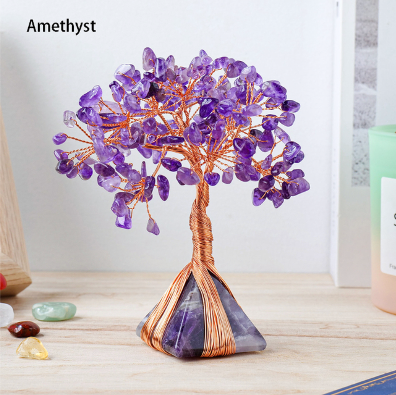 Crystolver (We Cover All Import Fees) - Vente Décorations de table - Sculpture Arbre de Vie sur base pyramide en cristal1